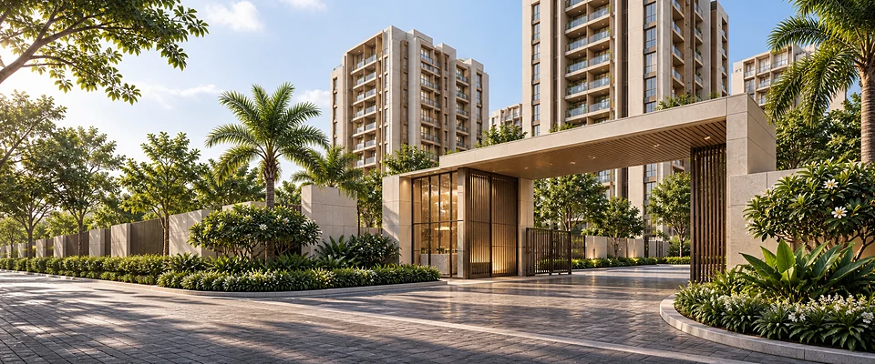 Conceptual entrance to an Indian residential development.